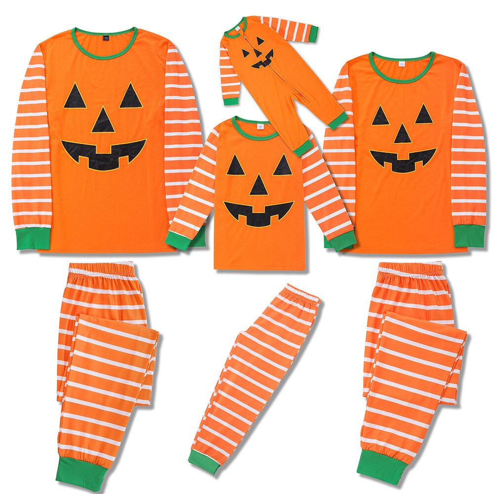 Matching Pajama Sets With Pumpkin Theme For Family Baby