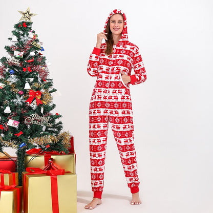 Family Pajama Jumpsuit With Christmas Theme