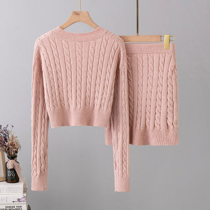 Women's Korean Fashion Twist Knitted Sweater Set