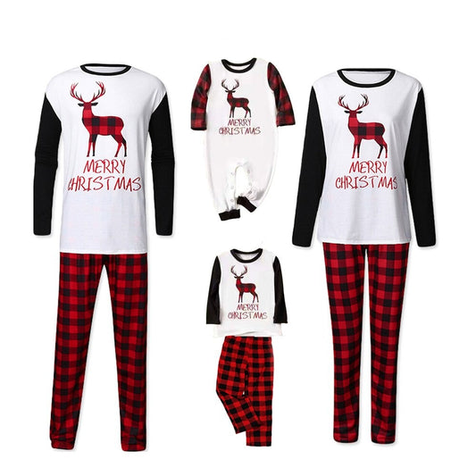 Pajama Set With Christmas Reindeer Prints Baby