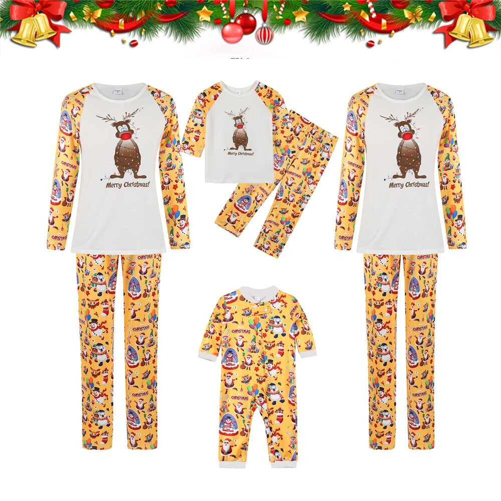 Printed Reindeer Pattern Family Matching Pajama Set