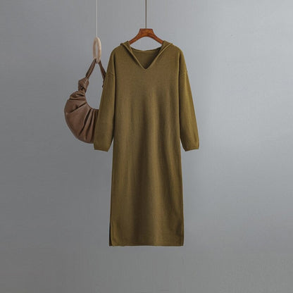Casual Hooded Long Sweater Dress For Women