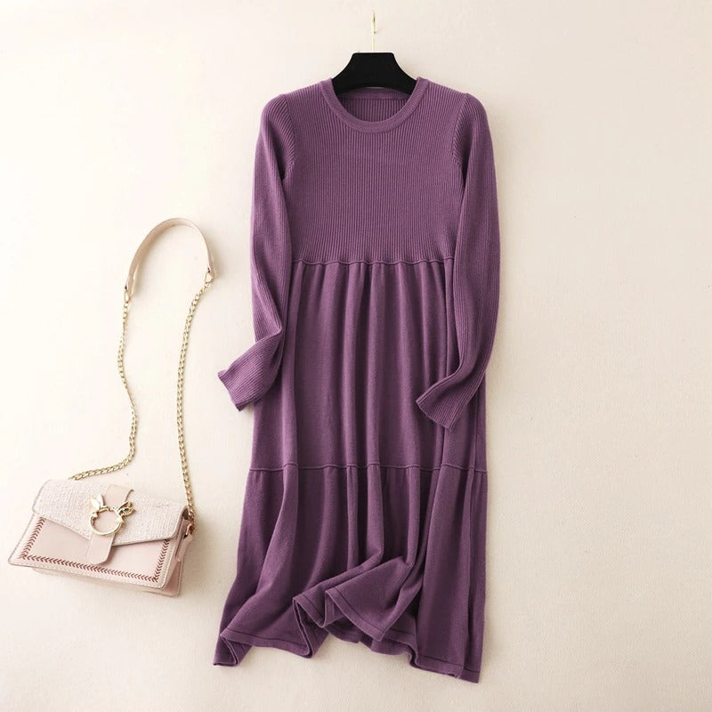 Loose A-Line Knitted Long Sweater Dress