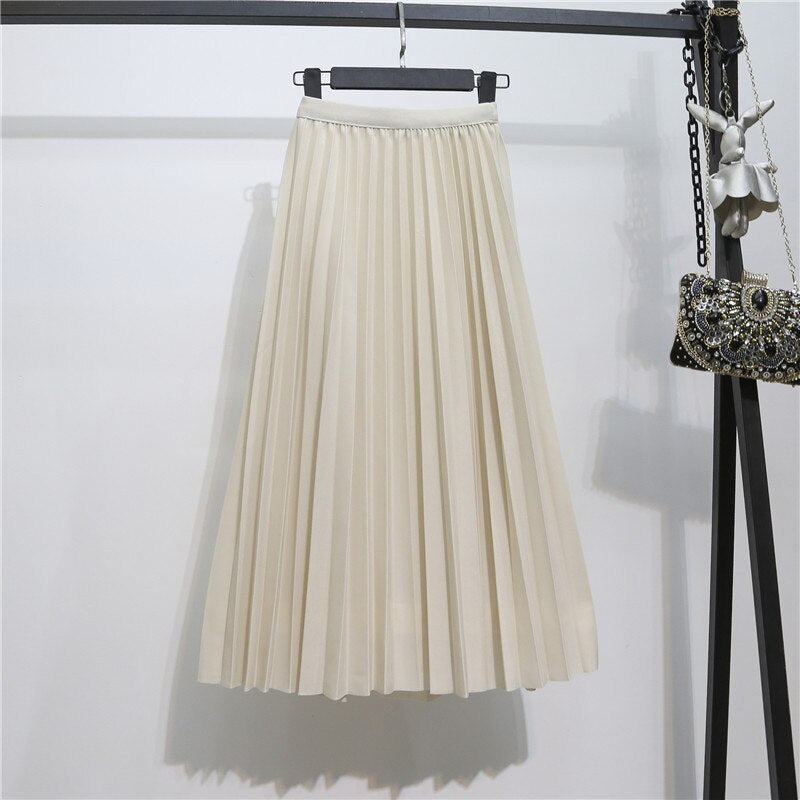 Retro Slim Pleated Mid-Length Skirt For Women