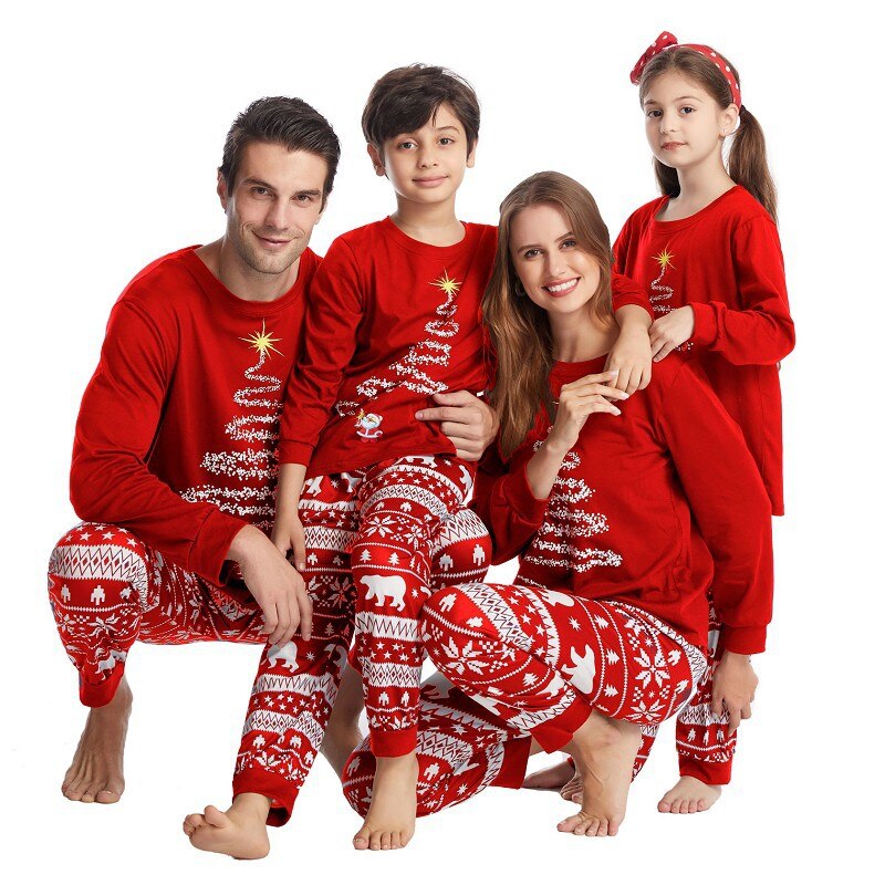 Christmas Tree Lights Print Pajama Red