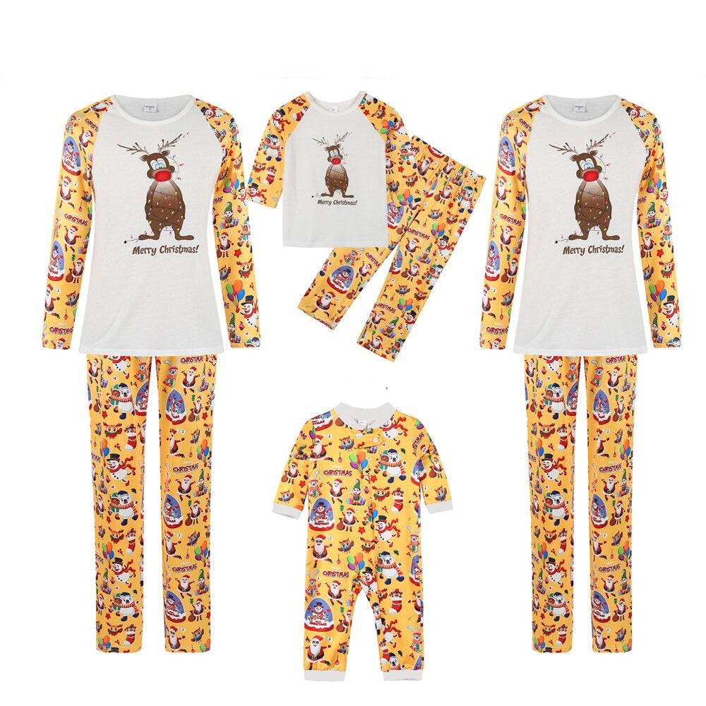 Printed Reindeer Pattern Family Matching Pajama Set