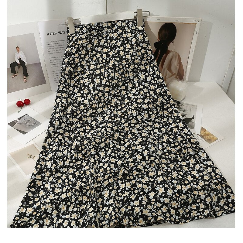 Retro Floral Printed Long Skirts For Women