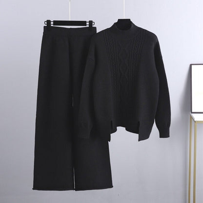 Oversized Knitted Sweater And Wide Leg Pants For Women